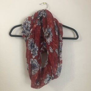 Red and blue floral fashion scarf